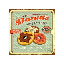 Quadro moderno Stampa Tela CANVAS WORLD 30x30 cm DONUTS vintage colazione