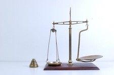 Antica bilancia doppio piatto ottone e legno W&t Avery Makers Birmingham anni 30