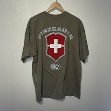 Rara maglietta militare Steyr Puch Pinzgauer verde oliva fuoristrada camion 4x4 vintage