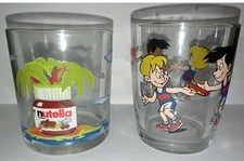 Bicchiere Nutella Le Immagini Matte 1999 + Isola Con Palme 1998 Ferrero Vintage 