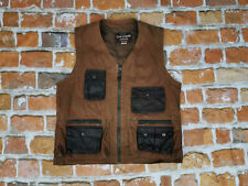 Chevignon Vintage Denim Cacciatore pelle Gilet Braun Casual Tg. : L Tip Top