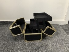 Valigetta porta trucchi in alluminio nero oro vanità parrucchiere - cassetta attrezzi estensibile