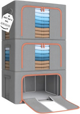 Zencasa | 3 Scatole per Armadio Rigide Con Cerniera Da 66L, Set Da 3 Contenitori