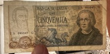5000 lire Cristoforo Colombo 2° tipo tre caravelle Repubblica Italiana 1973