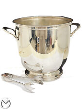 Cestello Secchiello Argento porta ghiaccio Champagne con pinze Argento 925 33...