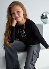 GF4093 22222 T SHIRT BAMBINA LIU JO MAGLIA MAGLIETTA LOGO GIRL KIDS GIROCOLLO