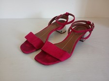 Lola Cruz Sandali in camoscio fucsia con tacco specchiato Numero 39 in cuoio