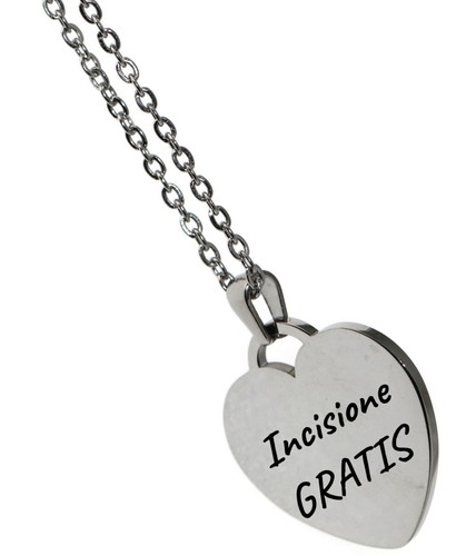 Collana cuore acciaio 25x25 - collana,