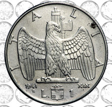 Italia 1 lira 1941 Impero Regno Vittorio Emanuele III Rara Spl/Fdc (ossidazioni)