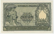 Italy 50 Lire Banknote 1951