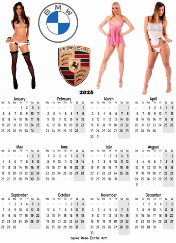 Calendario bmw porsche pinup - calendario,