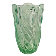 🟠 grande vaso in cristallo di Boemia anni 60 Vintage colore verde