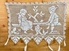 Antique Filet Lace Scene of
