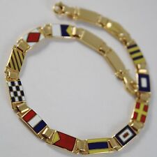  BRACCIALE ORO GIALLO 750 18K, BANDIERE NAUTICHE 5.5 MM, SMALTATE, MADE IN ITALY