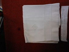 Federa lino orlo a giorno cifre C.G. cm. 80x49  B10 Linen Pillowcase °