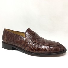 Scarpe mocassini Mezlan Platinum Trepuzzi uomo taglia 14 marroni complete di vero coccodrillo