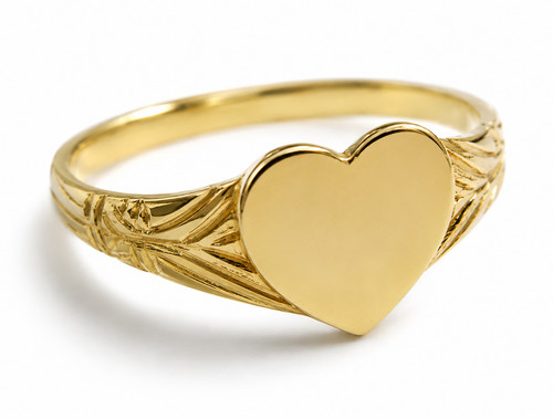 Anello con sigillo cuore - , in