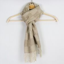 Sciarpa in puro cashmere colore beige 159x32cm made in italy con frangia