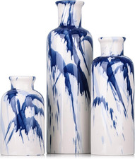 Set Di 3 Vasi in Ceramica Blu