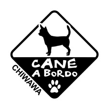Adesivo AUTO CANE A BORDO CHIWAWA NERO 13 x 13 CM PVC STICKERS PER VETRO AUTO
