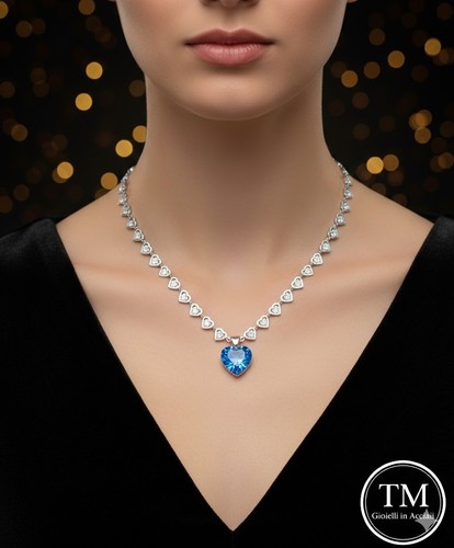 Collana donna cuore azzurro - collana,