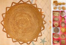 CESTINO ARTIGIANALE SARDO IN ASFODELO, a corona, cm 27xh4, usato,  e altri vari