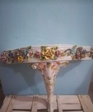 Mensola console da parete in ceramica di Bassano con rose