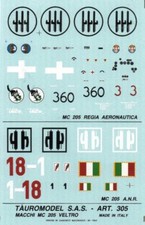 TAURO MODEL TM48/305 INSEGNE MACCHI 205 REGIA AERONAUTICA E A.N.R. SCALA 1:48