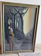 Olio su Tela Artista-Eliano Fantuzzi-Ragazza CON I FIORI-TELA 50X70-WORLD