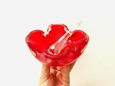 🔴 posacenere in vetro di Murano con pestello orig anni 70 color rosso ciliegia