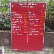 LISTINO PREZZI BAR RIVIERA PREZZARIO- Vintage in Lire Italiane