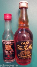 2 bottiglie Bottiglia mignon liquore Café Tia A M Giamaicano e Grappa Domenis