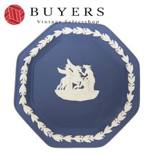 Servizio da tavola Wedgwood usato piatto diaspro ceramica lucida blu ottagona...