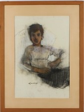 Marcello Muccini (1926 - 1978) RITRATTO PASTELLO  A OLIO