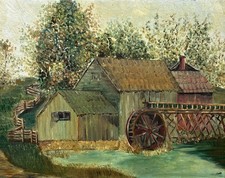 Dipinto olio paesaggio vecchio