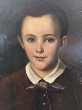 Antica Olio su Tela Ritratto