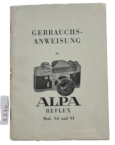Alpa reflex mod 9f manuale - alpa, 9d