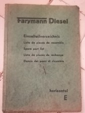 Farymann Diesel motore horizontal E elenco pezzi ricambio 5 lingue raro