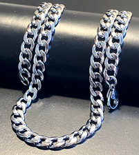 Collana catena acciaio inox uomo lunga 45 50 cm catenina da rapper in girocollo