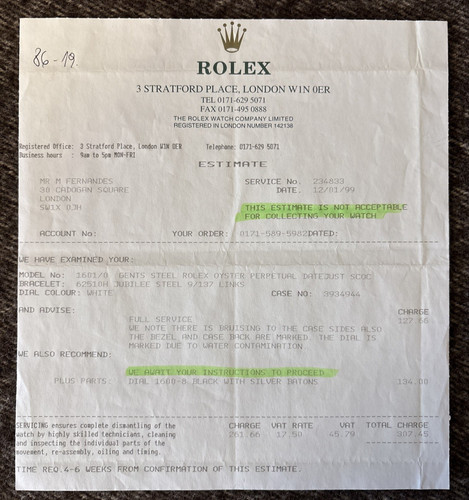 Rolex service certificate - rolex,
