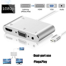 Adattatore audio 3 in1 Hub iphone ipad a HDMI VGA per iPhone 11 Pro Max X XS ...