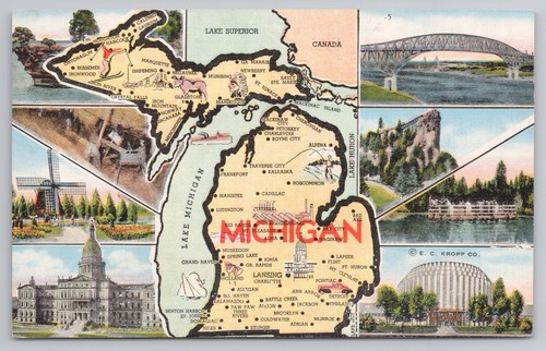 Mappa illustrata del michigan - mappa,
