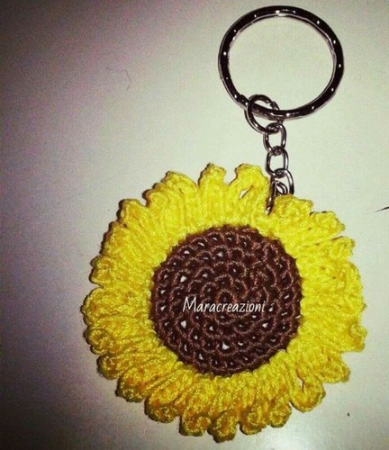 Girasole portachiavi uncinetto - girasole,