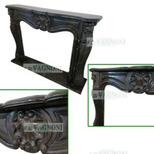 Cornice di Camino in vero marmo nero scolpito mod 21 arredo stile francese lusso