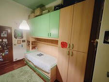 Cameretta completa bambini moderno design letto scrivania COOPER rovere verde