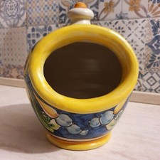 Ceramica maiolica Ripullo Caltagirone porta sale realizzato  e decorato a mano 