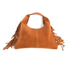 Borsa donna in camoscio frange