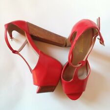 Sandalo donna rosso in similpelle con tacco in finto legno, marca Prima Donna 37