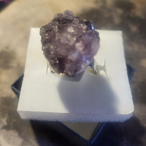 Anello acciaio con drusa - , di