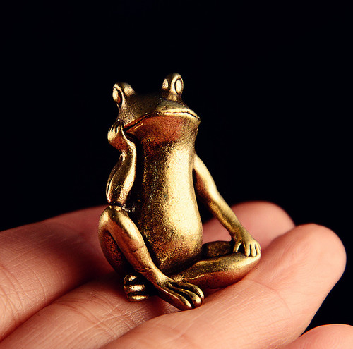 Statua animale rana - , ottone